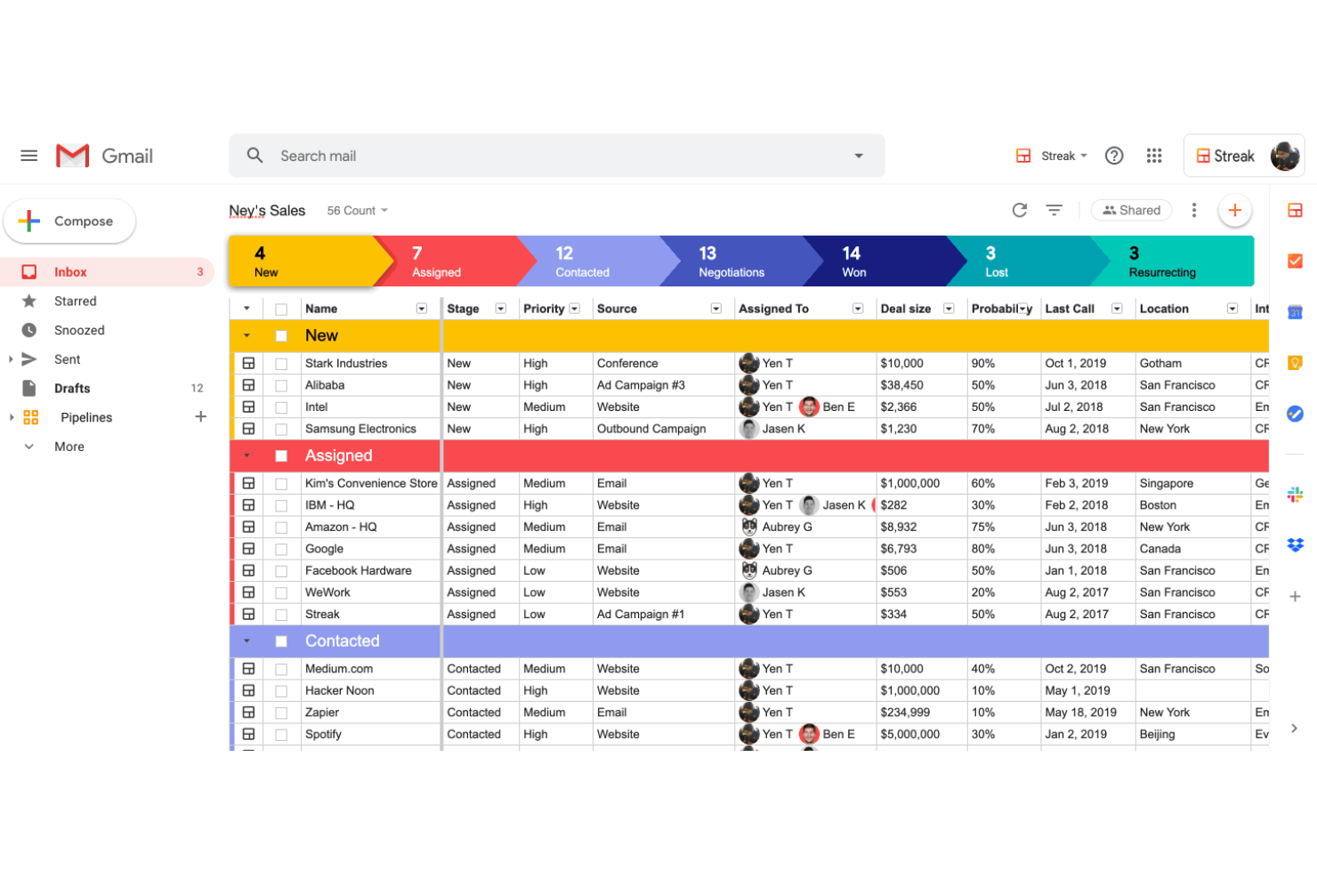 Streak screenshot - Le 10 migliori soluzioni CRM per consulenti recensite nel 2026