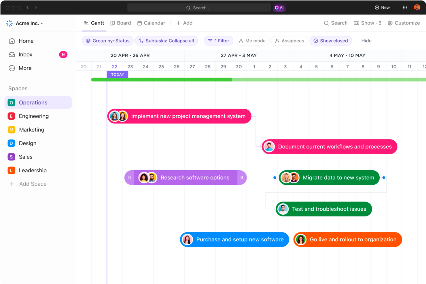 ClickUp screenshot - Le 10 migliori soluzioni CRM per utility recensite nel 2026