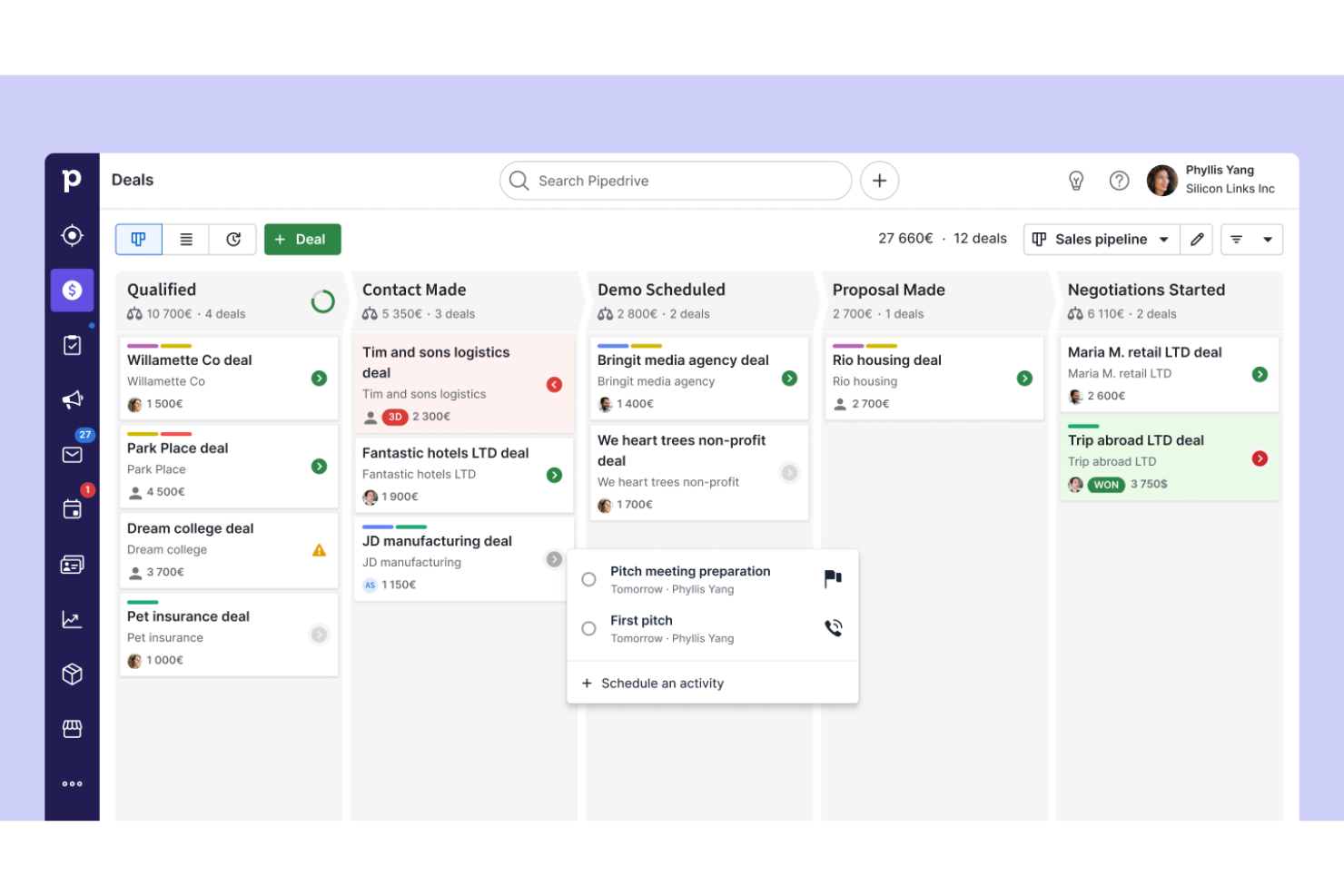 Pipedrive screenshot - 10 mejores software CRM para bufetes de abogados revisados en 2026