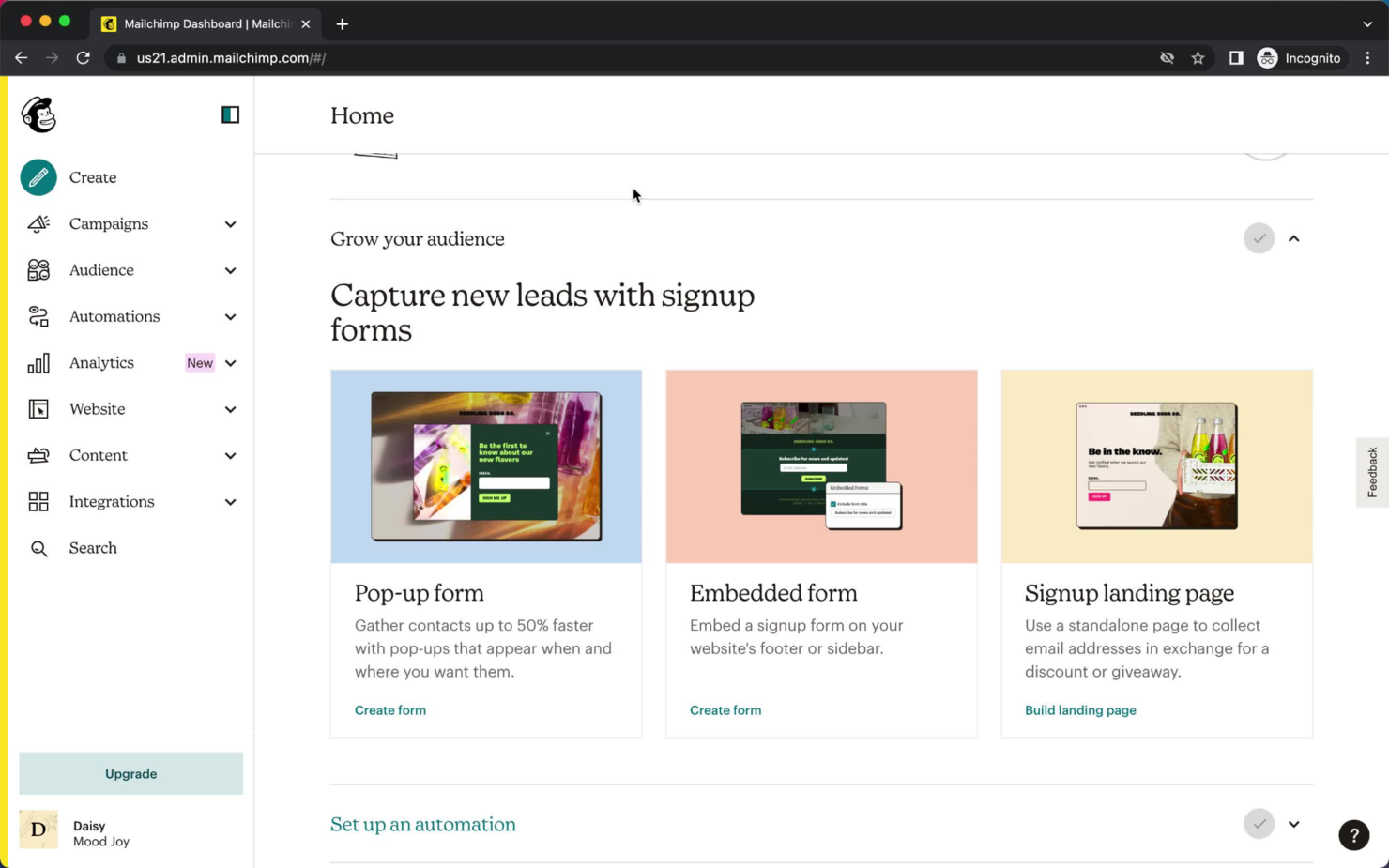 Mailchimp CRM screenshot - Los 10 mejores programas CRM compatibles con QuickBooks en 2026