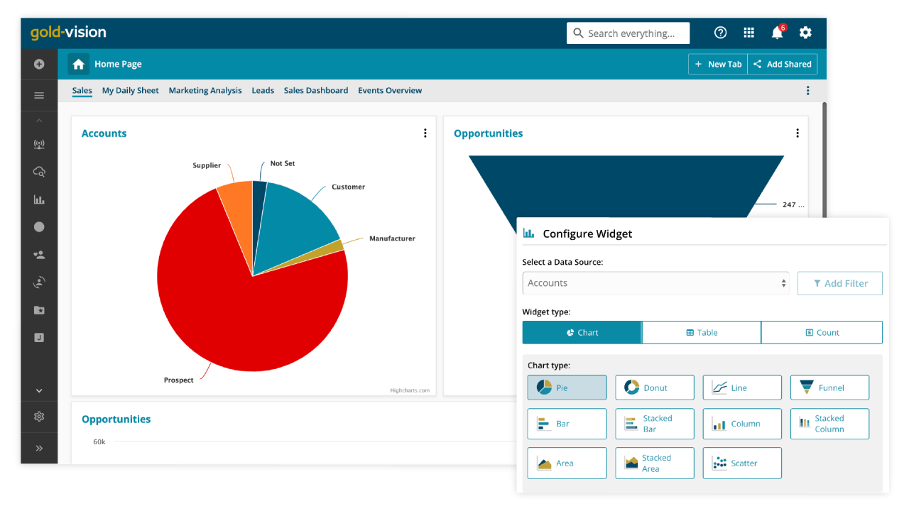 Gold-Vision screenshot - Los 10 mejores programas CRM compatibles con QuickBooks en 2026