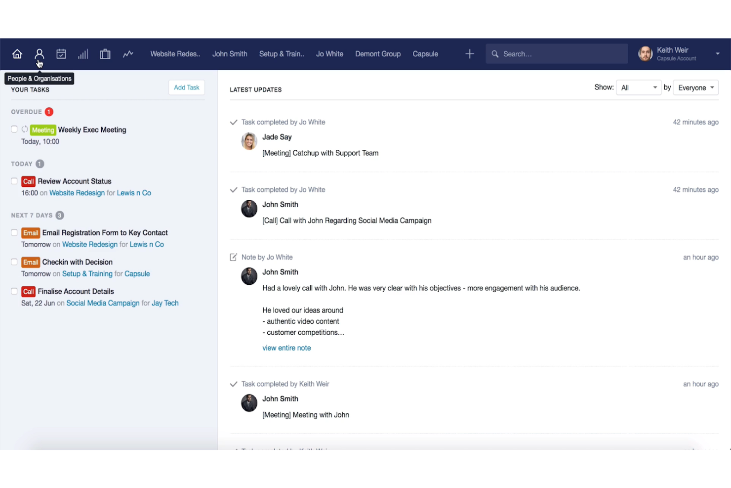 Capsule screenshot - 21 Migliori Software CRM Che Si Integrano con Xero Nel 2026