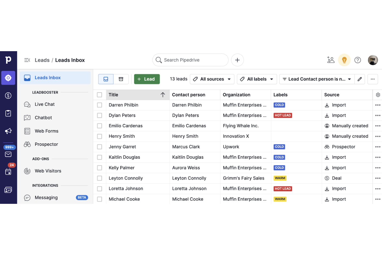 Pipedrive screenshot - Le 10 migliori soluzioni CRM per consulenti recensite nel 2026