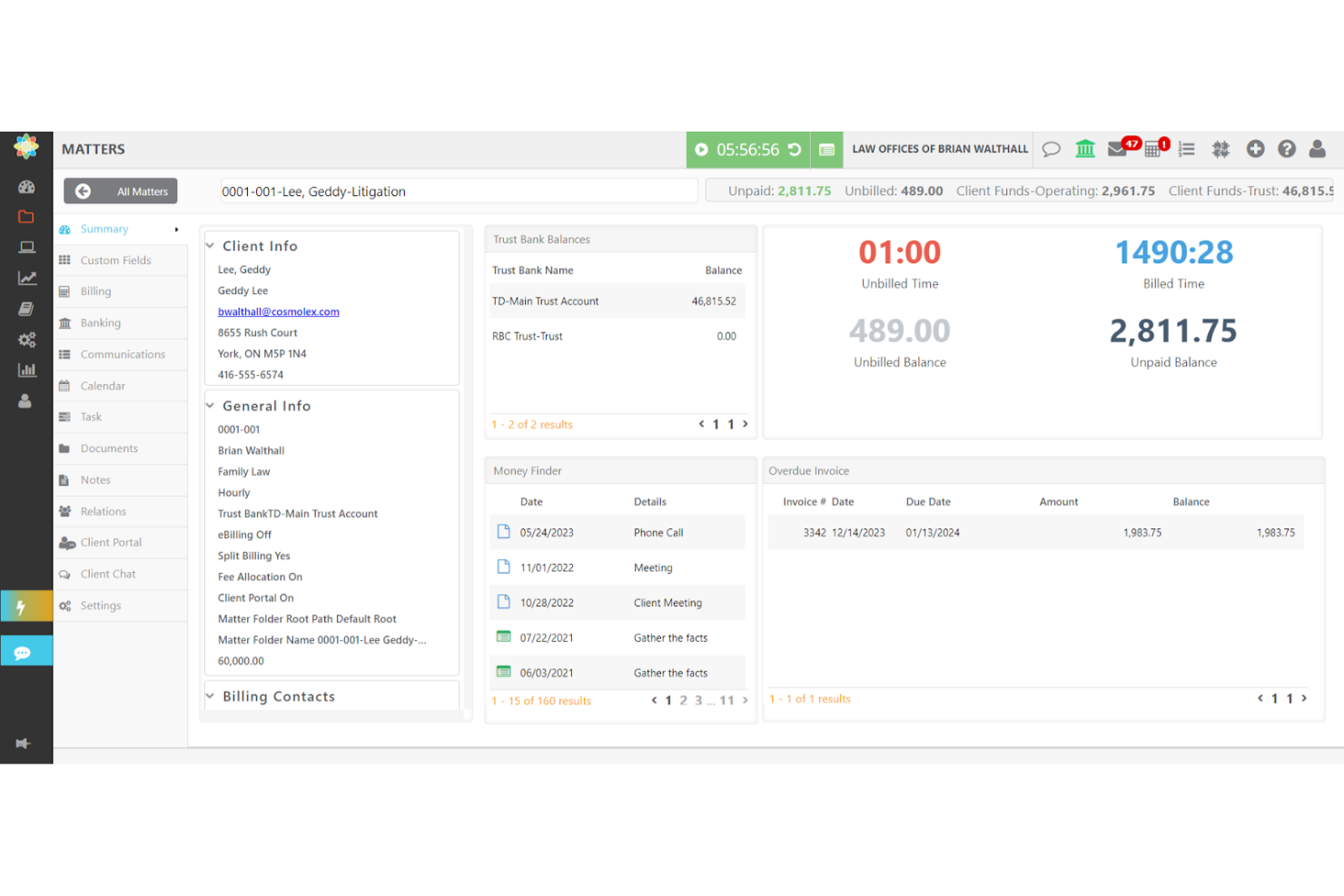 CosmoLex CRM screenshot - 10 mejores software CRM para bufetes de abogados revisados en 2026