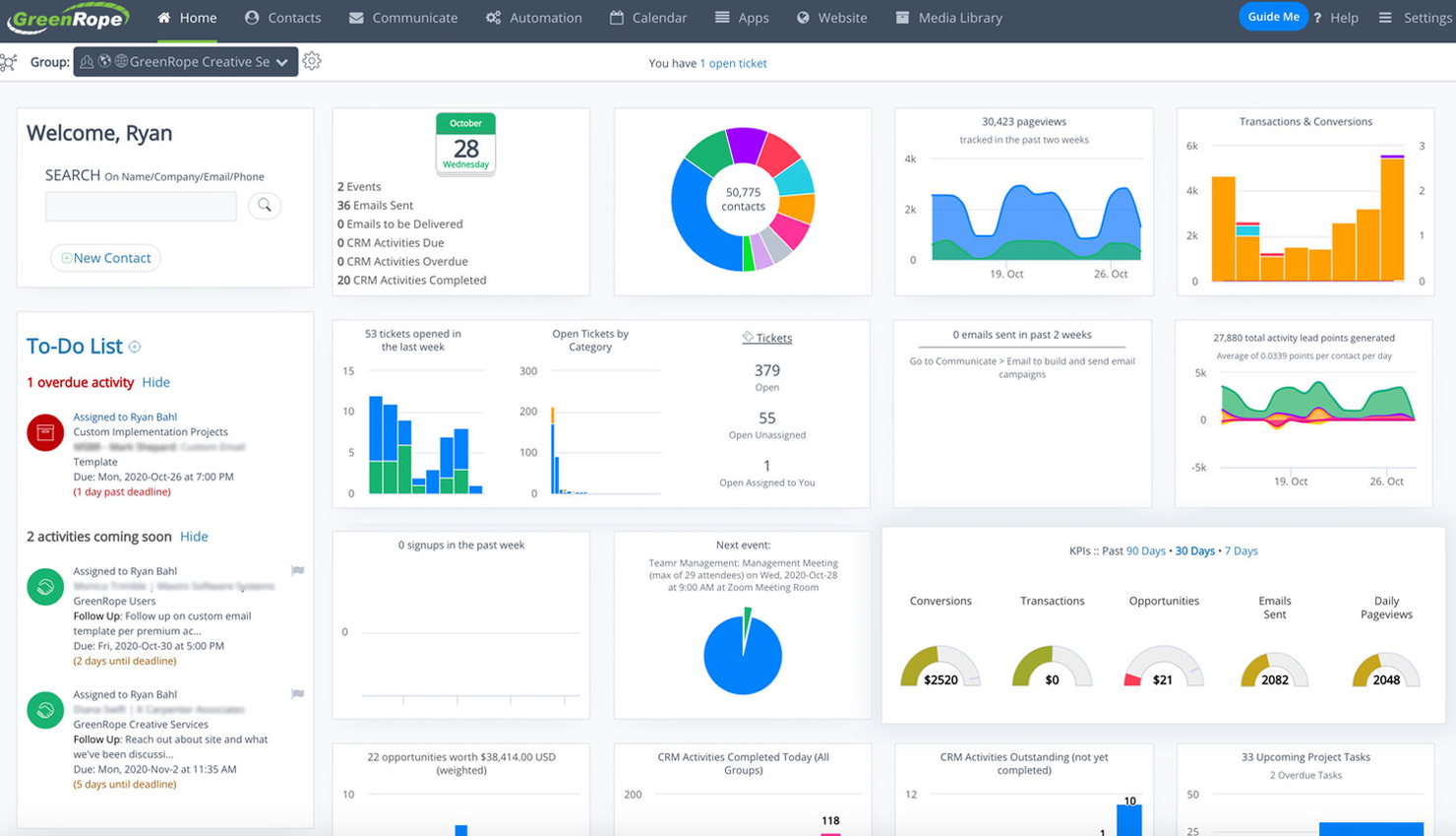 GreenRope screenshot - Los 10 mejores programas CRM compatibles con QuickBooks en 2026