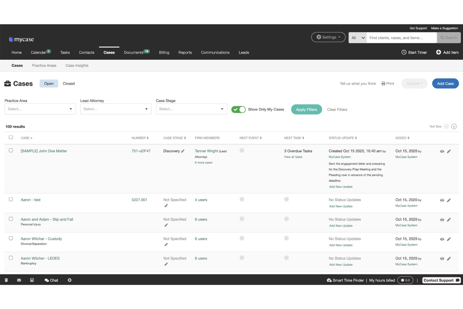 MyCase screenshot - I 10 migliori software CRM per studi legali recensiti nel 2026