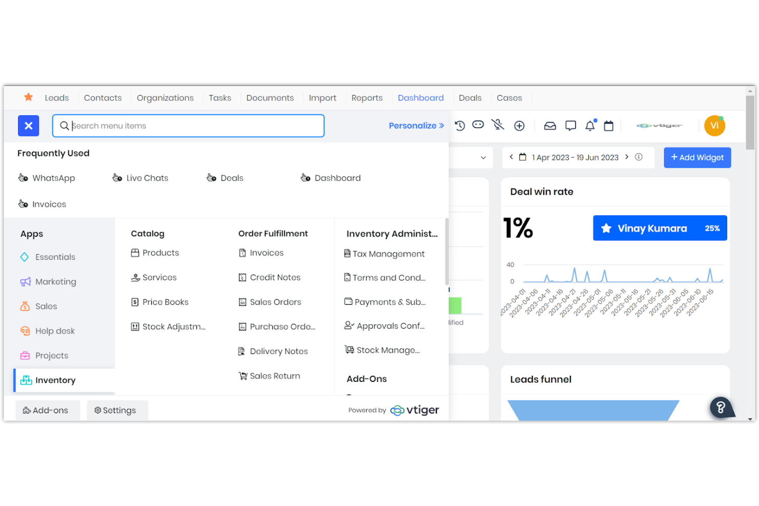Vtiger screenshot - Los 10 Mejores Software CRM para Seguros Evaluados en 2026