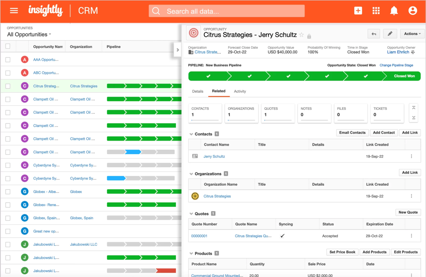 Insightly screenshot - Le 10 migliori soluzioni CRM per la contabilità recensite nel 2026