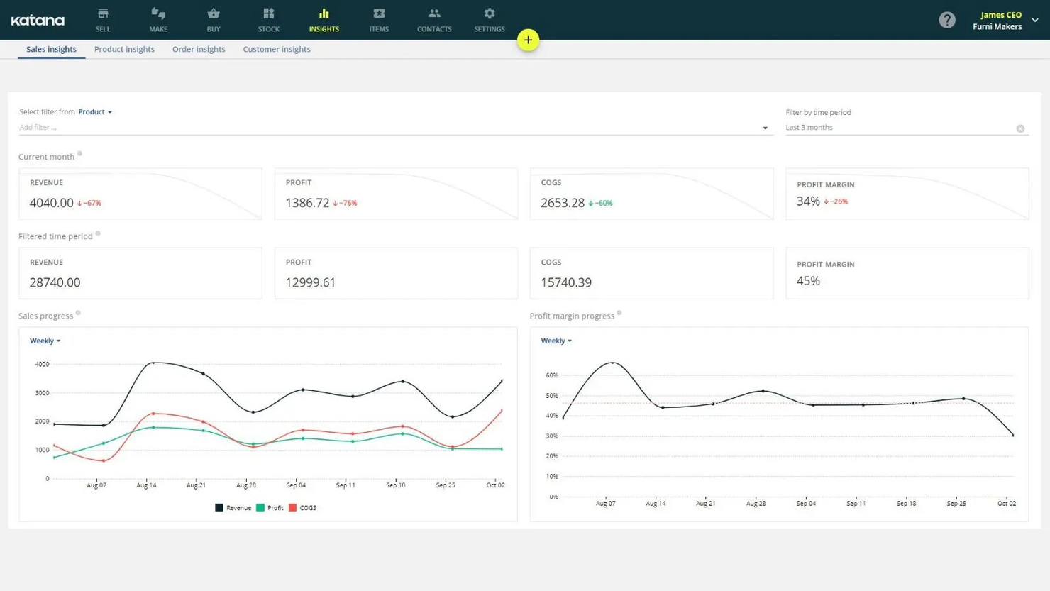 Katana screenshot - Le 10 migliori soluzioni CRM con gestione dell’inventario recensite nel 2026