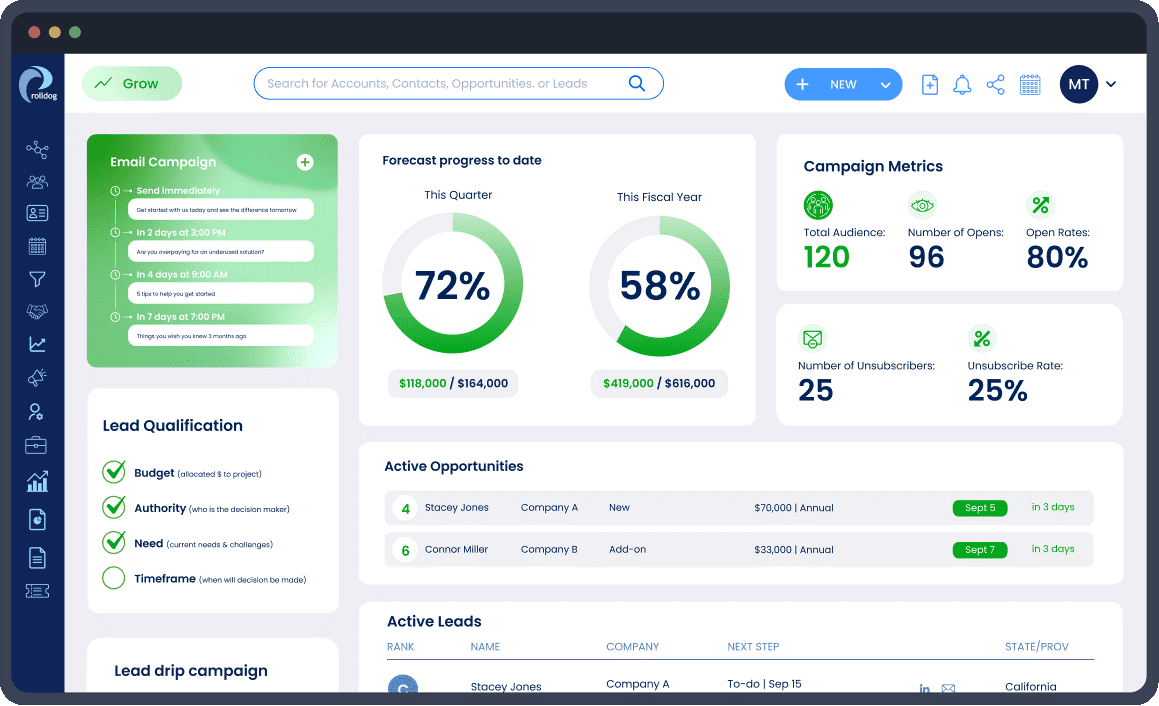 Rolldog screenshot - Los 10 Mejores CRM Que Se Integran Con Mailchimp En 2026