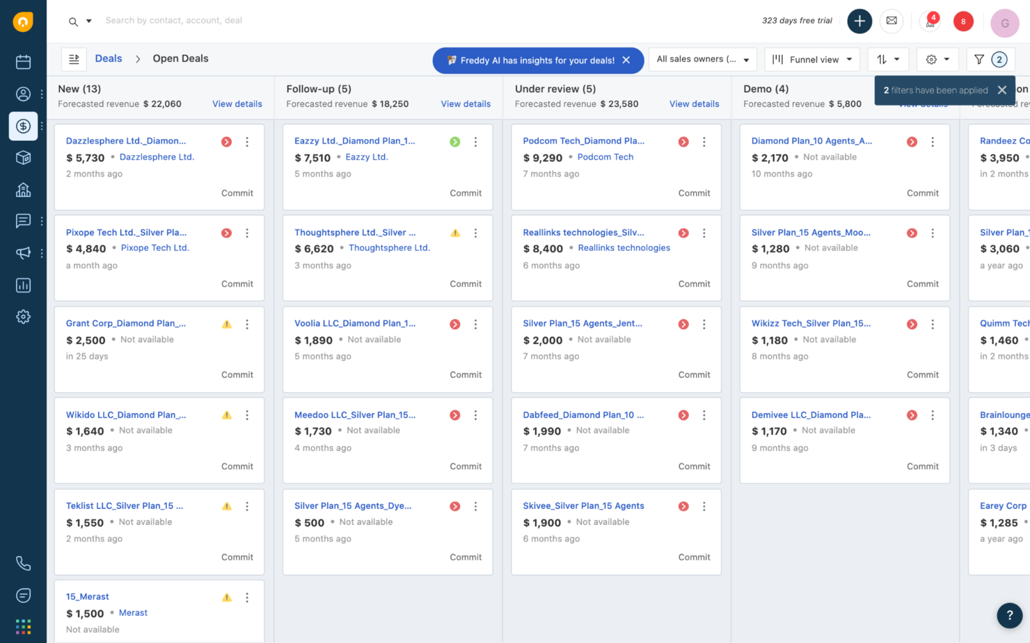 Freshsales screenshot - 10 Mejores Alternativas a Highrise Revisadas en 2026