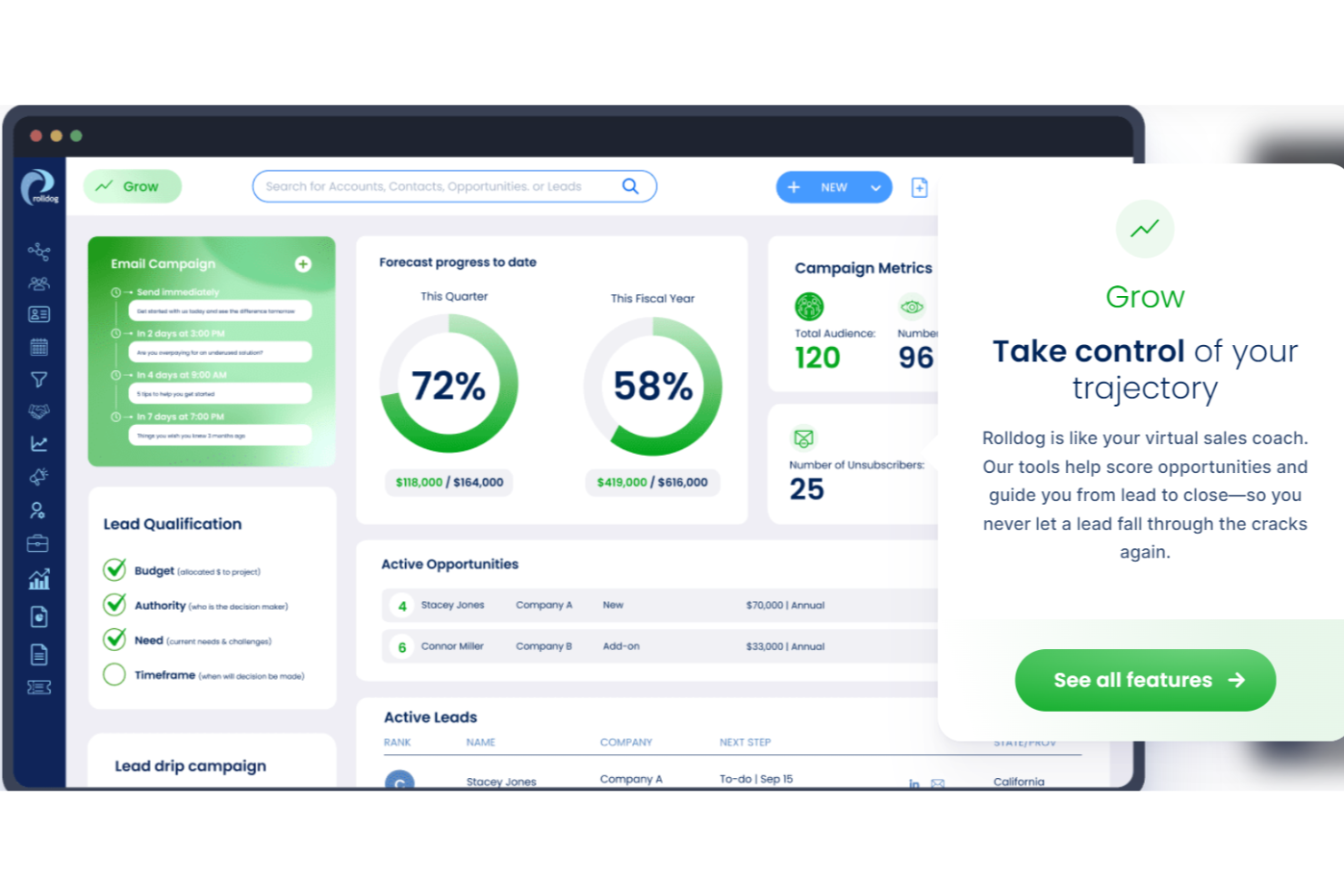 Rolldog screenshot - Los 10 mejores CRM con integración con redes sociales en 2026