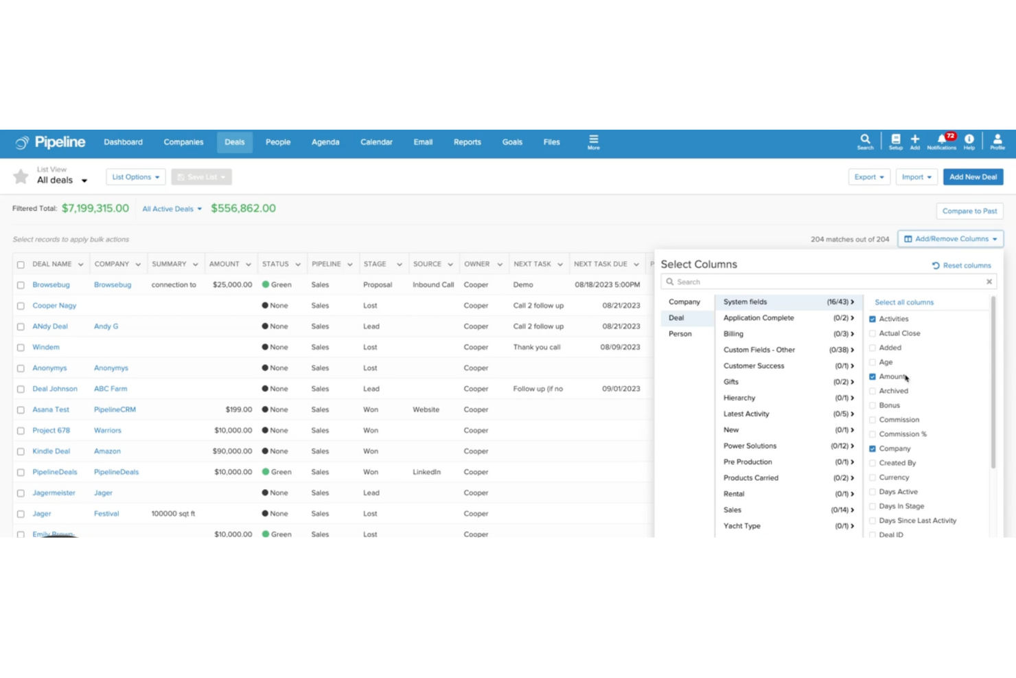 Pipeline CRM screenshot - Le 10 Migliori Soluzioni CRM Che Si Integrano Con Mailchimp Nel 2026
