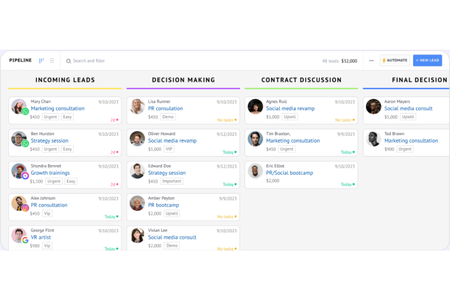 Kommo screenshot - 10 Migliori CRM con Integrazione ai Social Media nel 2026