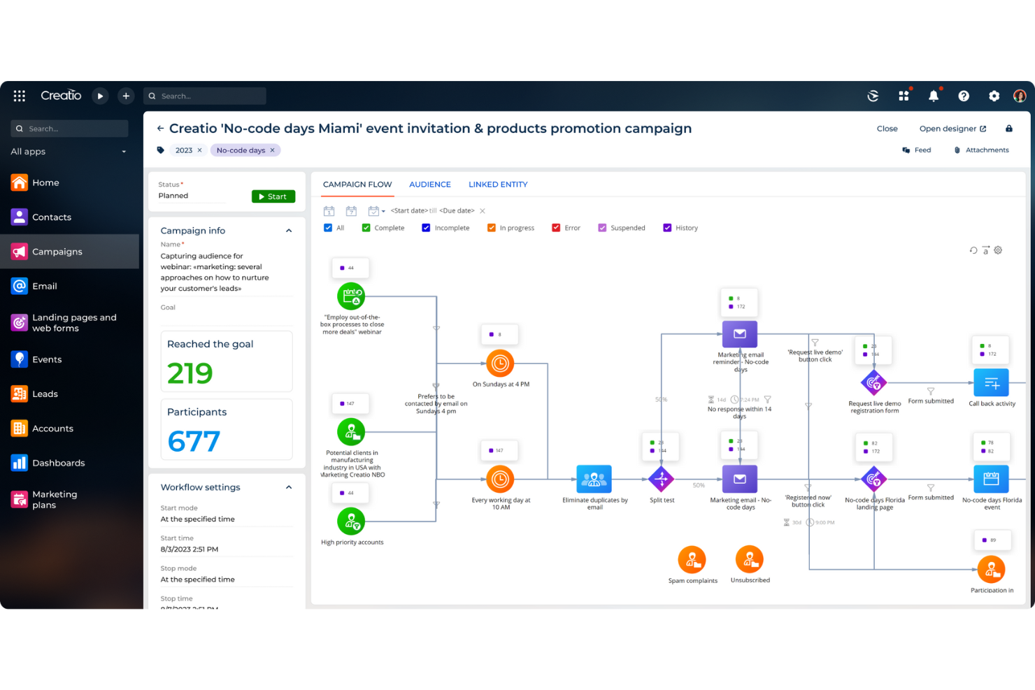 Creatio CRM screenshot - 10 Migliori Software di Email Marketing con CRM Recensiti nel 2026