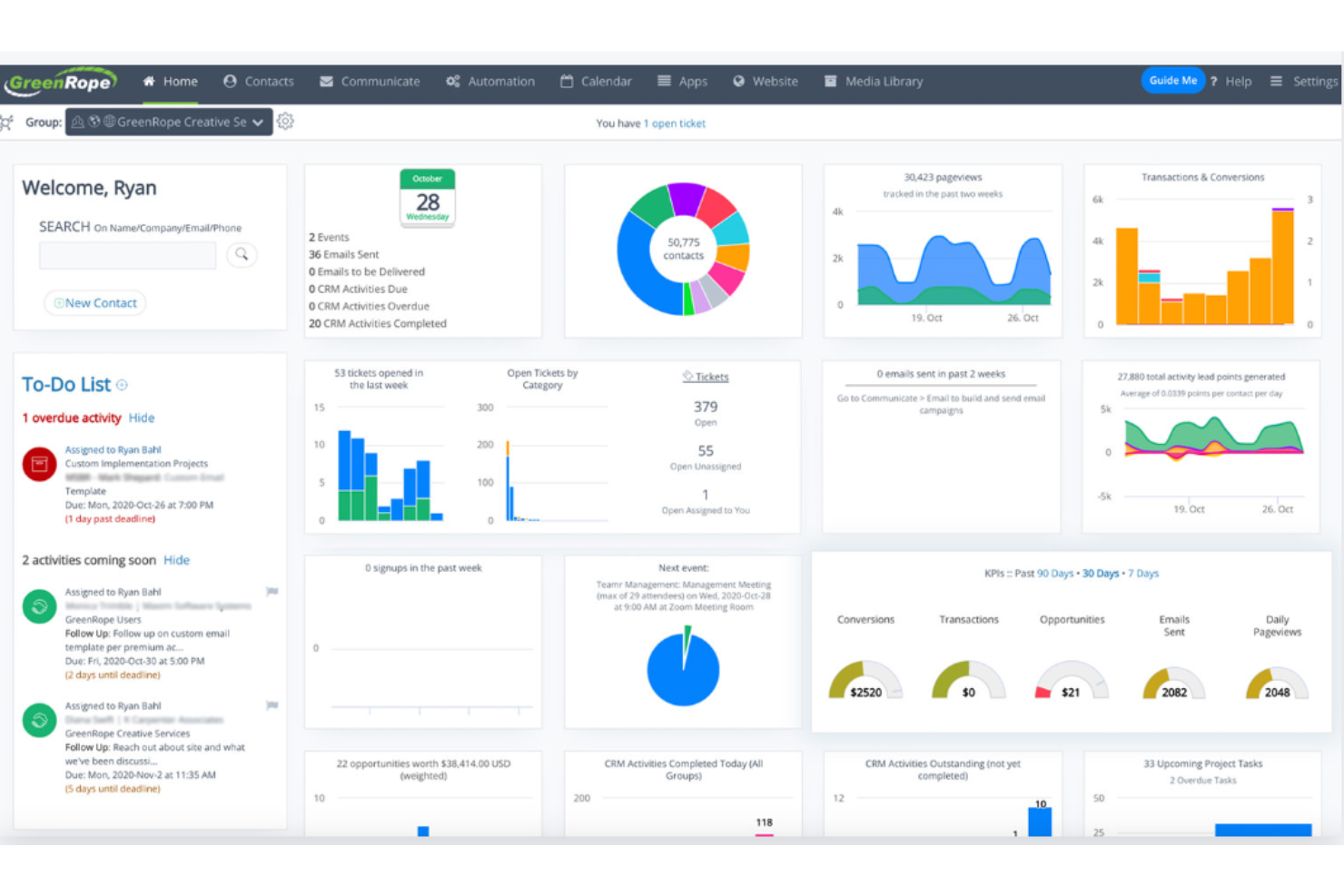 GreenRope screenshot - 10 Migliori CRM con Integrazione ai Social Media nel 2026