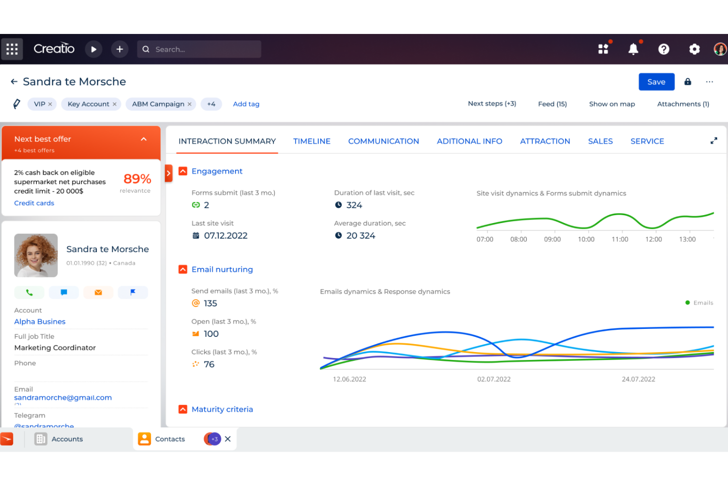 Creatio CRM screenshot - Las 10 mejores herramientas de prospección de ventas en 2026