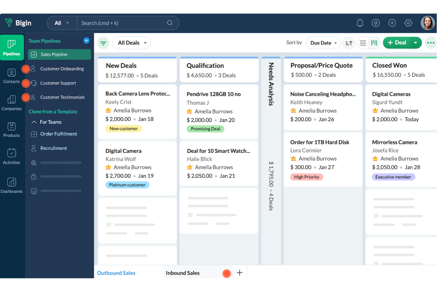 Bigin by Zoho CRM screenshot - Los 10 Mejores Software de Gestión de Pipeline de Ventas en 2026