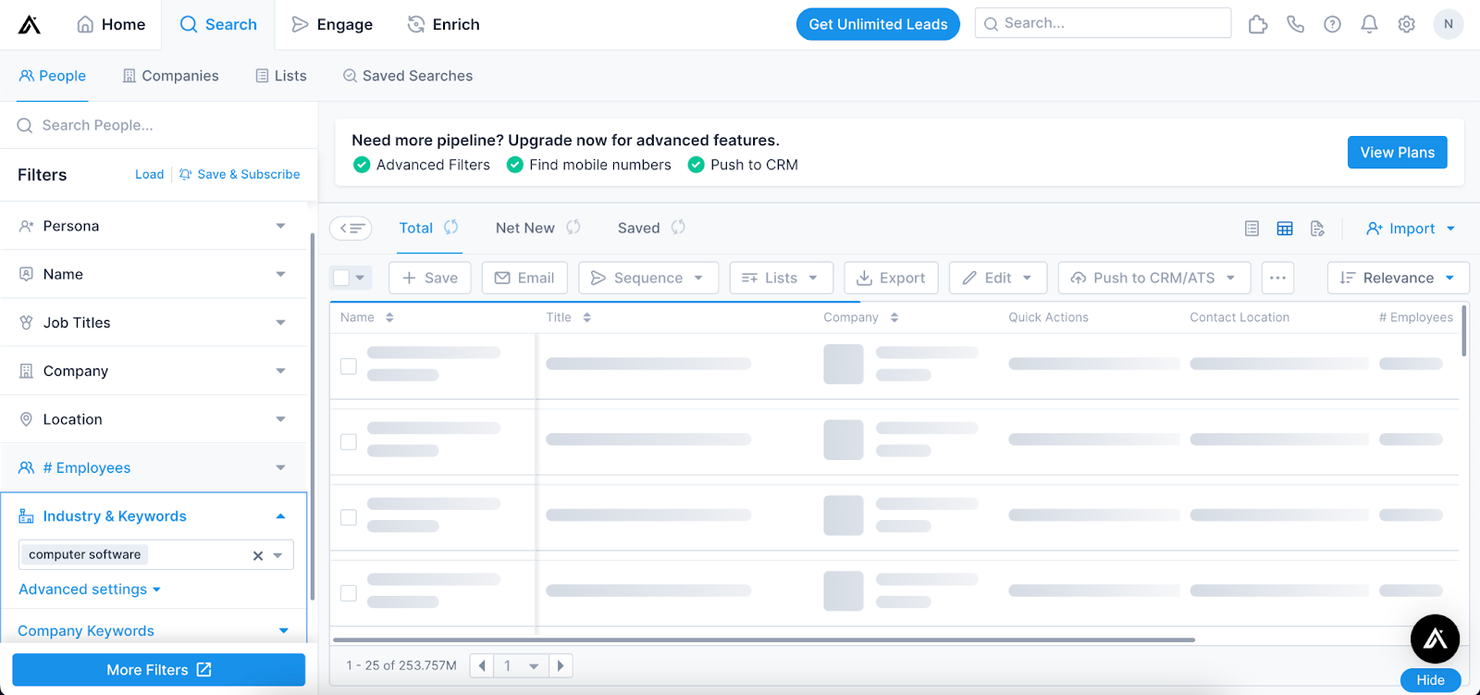 Apollo screenshot - 10 Mejores Software de Inteligencia de Leads Analizados para 2026