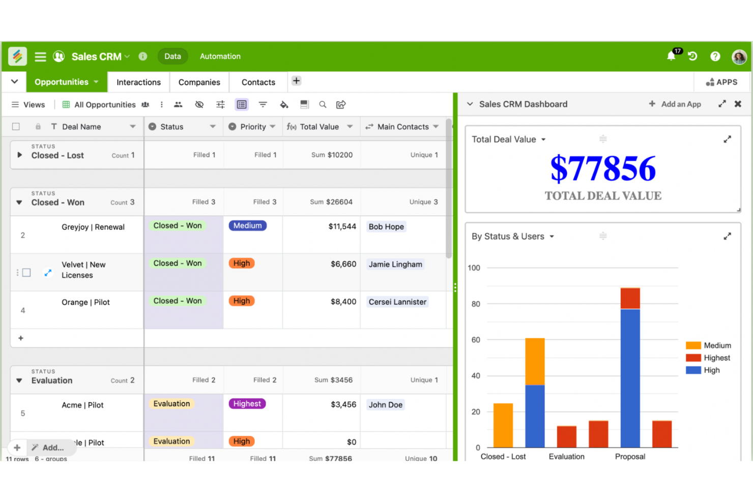Stackby screenshot - 10 migliori alternative a Smartsheet nel 2026