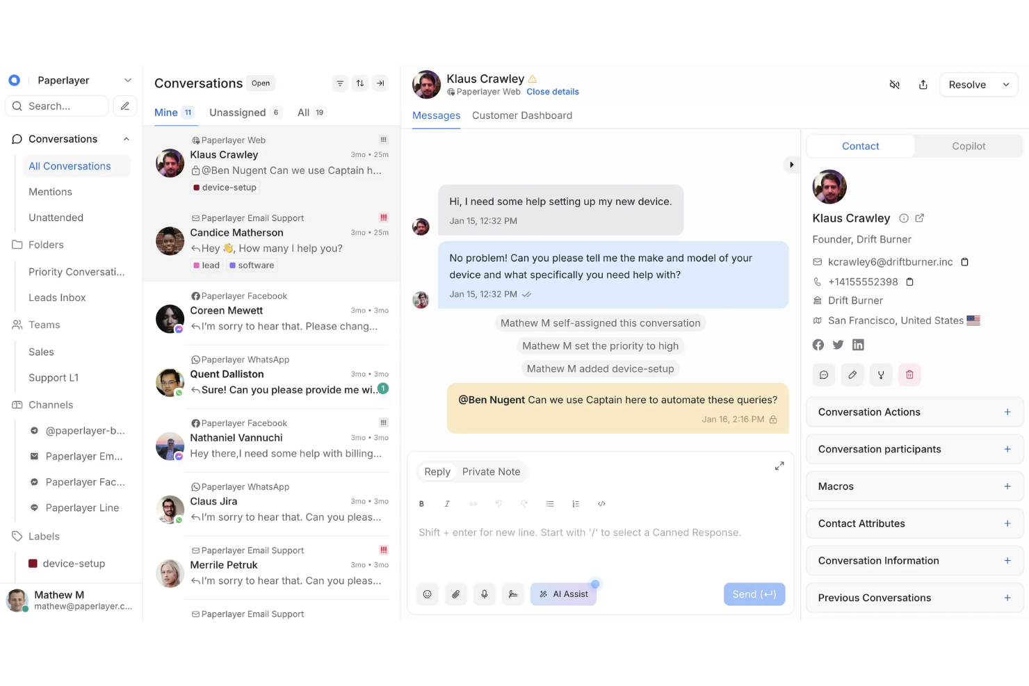 Chatwoot screenshot - 10 Mejores Alternativas a Intercom en 2026