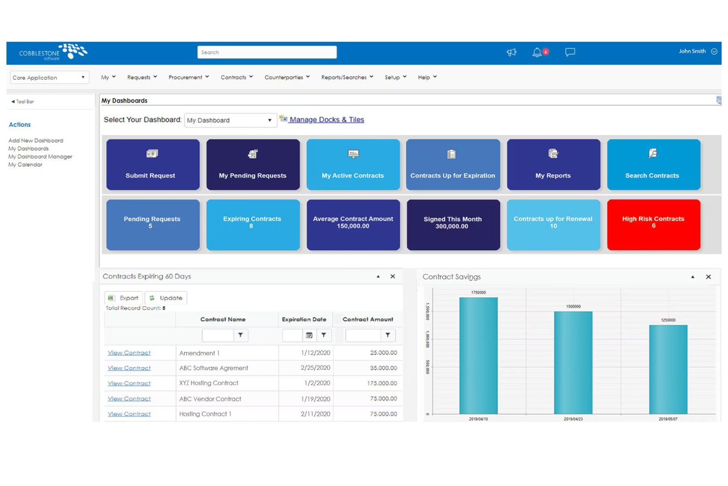 CobbleStone Contract Insight screenshot - I 10 migliori software di archiviazione dei contratti nel 2026