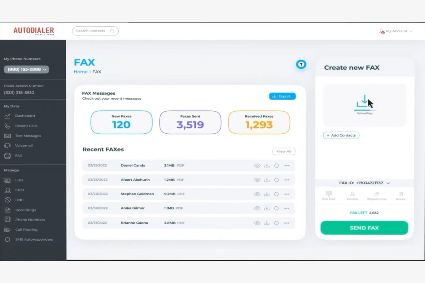 Auto Dialer.net screenshot - I 10 migliori compositori automatici recensiti nel 2026
