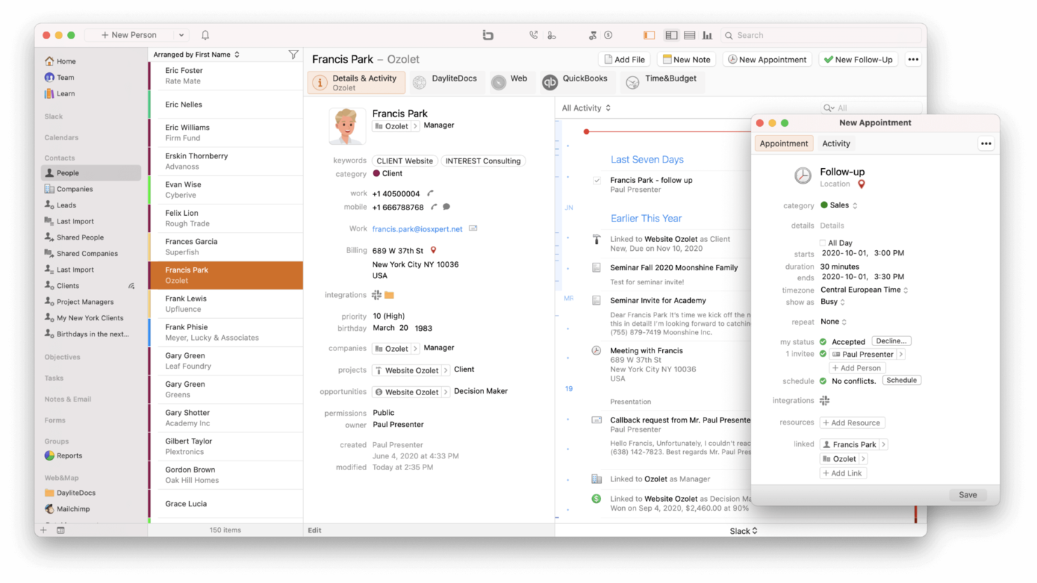 Daylite screenshot - Los 10 Mejores CRM para Mac Analizados en 2026