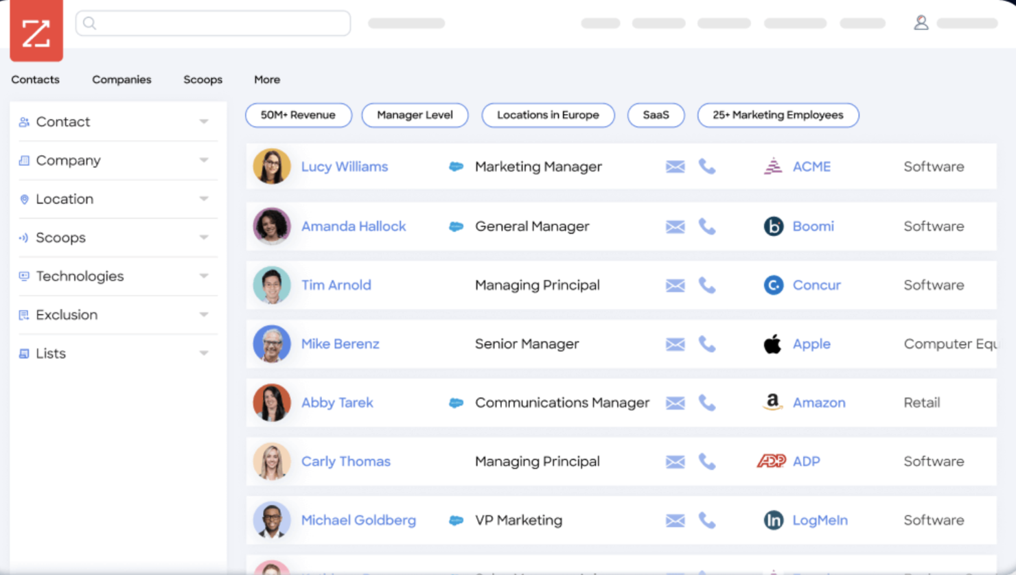 ZoomInfo screenshot - Le 10 migliori alternative a Seamless AI recensite nel 2026