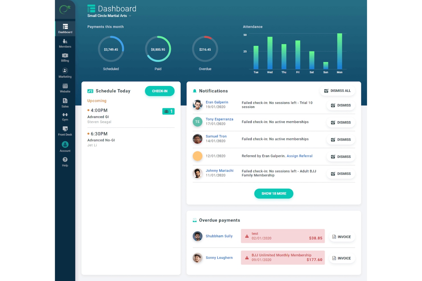 Gymdesk screenshot - 10 Mejores Software CRM para Gimnasios Revisados en 2026