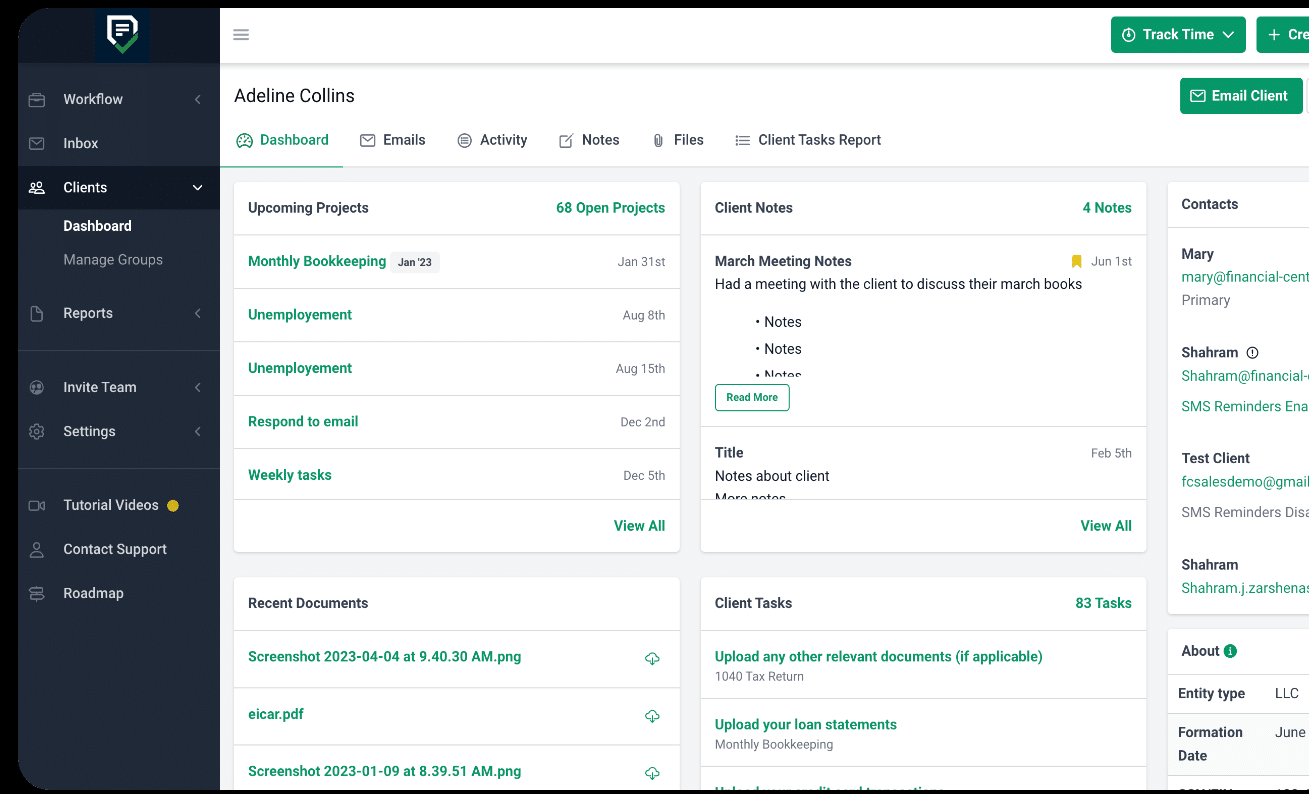 Financial Cents screenshot - 10 Mejores Programas CRM de Contabilidad Analizados en 2026
