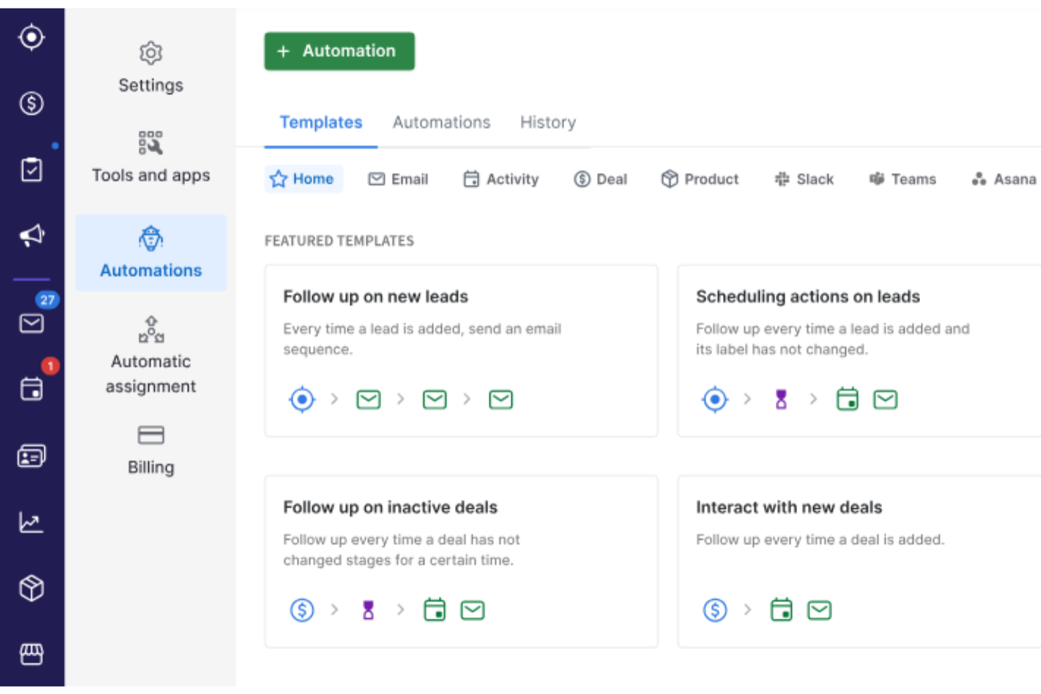 Pipedrive CRM screenshot - Los 10 mejores CRM con integración con redes sociales en 2026
