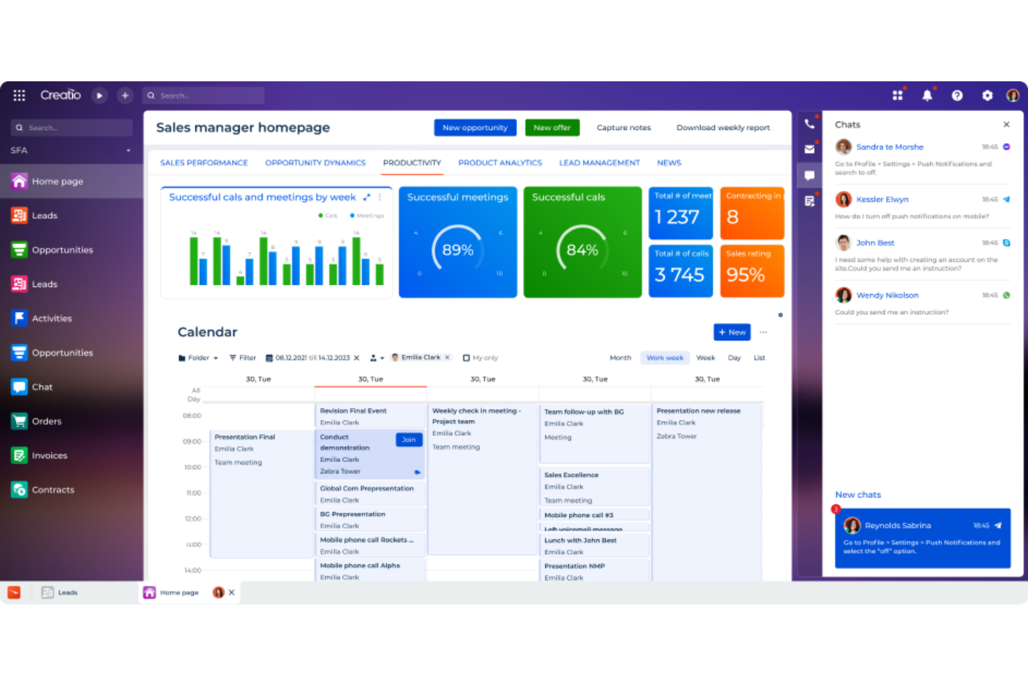 Creatio CRM screenshot - Los 10 Mejores Software de Seguimiento de Ventas Analizados Para 2026