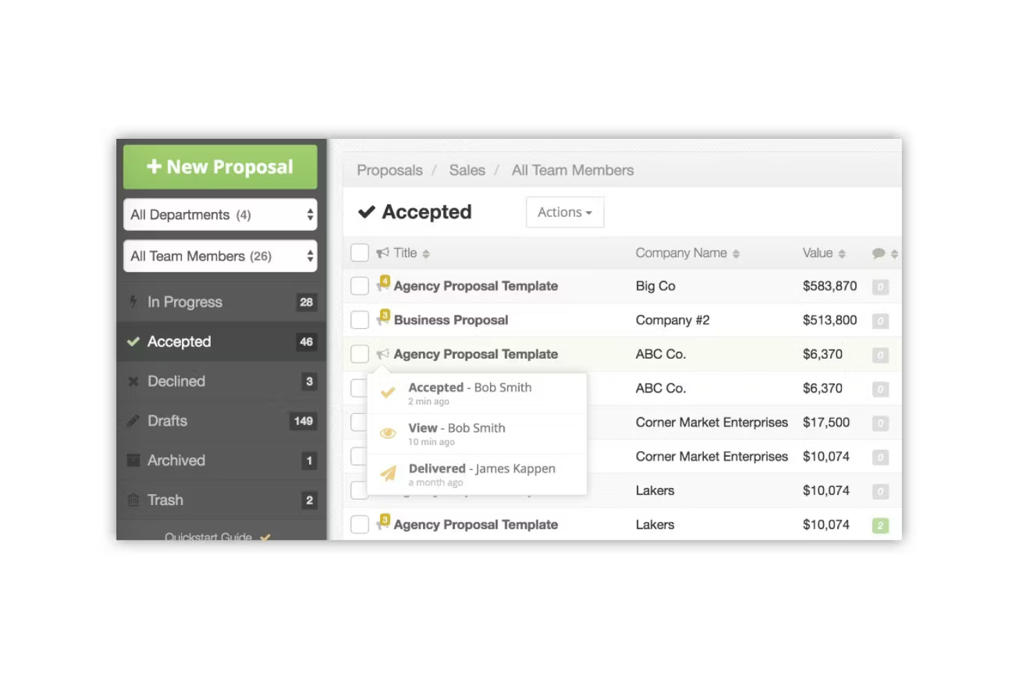 Proposable screenshot - Le 10 migliori soluzioni software di proposte AI recensite nel 2026