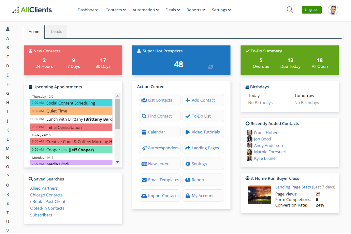 AllClients screenshot - I 18 migliori software di gestione lead white-label nel 2026