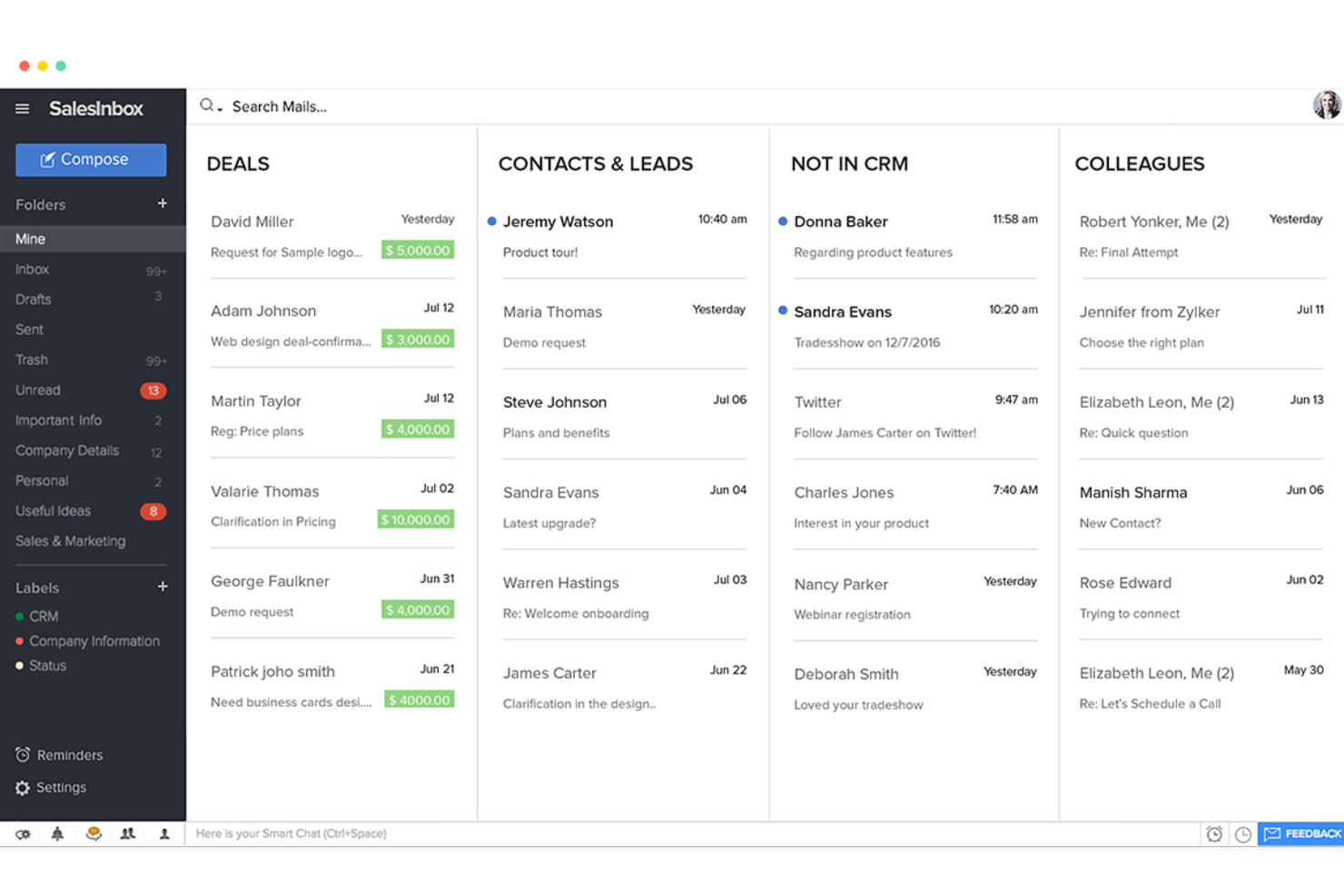 Zoho CRM screenshot - 10 Mejores Programas de Gestión de Contactos Revisados en 2026