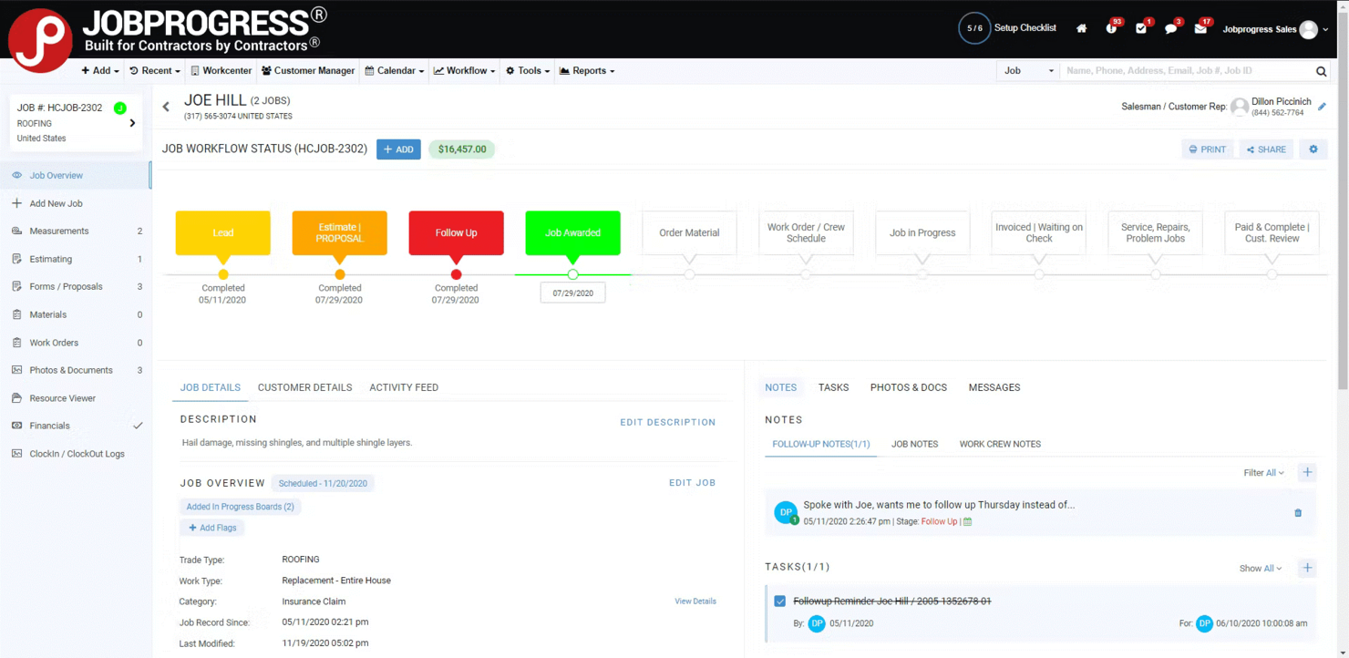 JobProgress screenshot - Le 10 migliori piattaforme CRM per l’edilizia recensite nel 2026