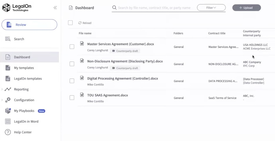 LegalOn screenshot - 10 mejores software de revisión de contratos con IA revisados en 2026