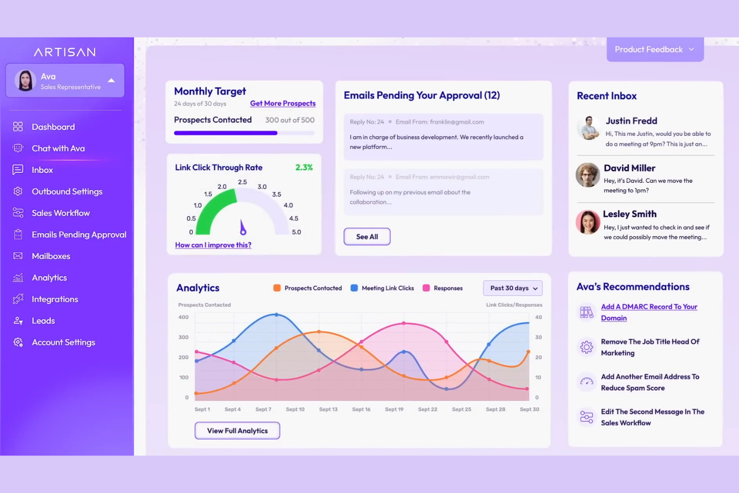 Artisan screenshot - Le 10 migliori soluzioni software di assistente alle vendite AI recensite nel 2026