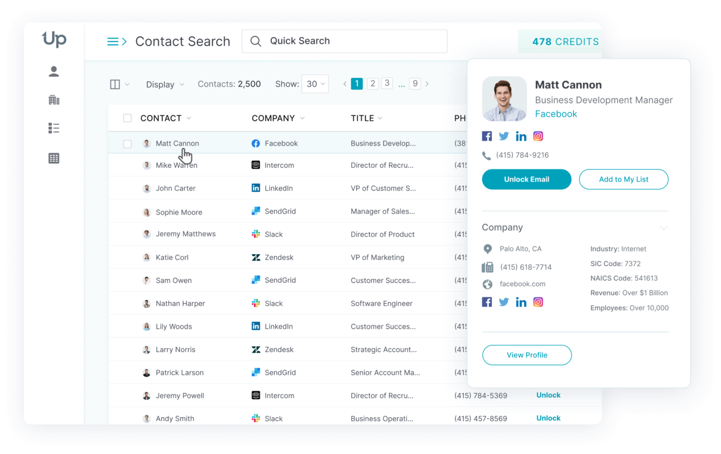 UpLead screenshot - Los 10 mejores competidores de Seamless AI analizados en 2026