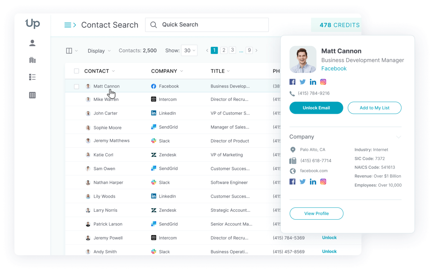 UpLead screenshot - Le 10 migliori alternative a Seamless AI recensite nel 2026