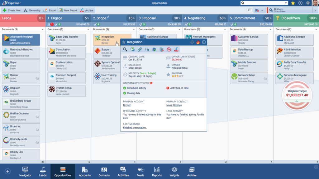 Coevera screenshot - I 10 Migliori Software per la Gestione del Pipeline di Vendita nel 2026