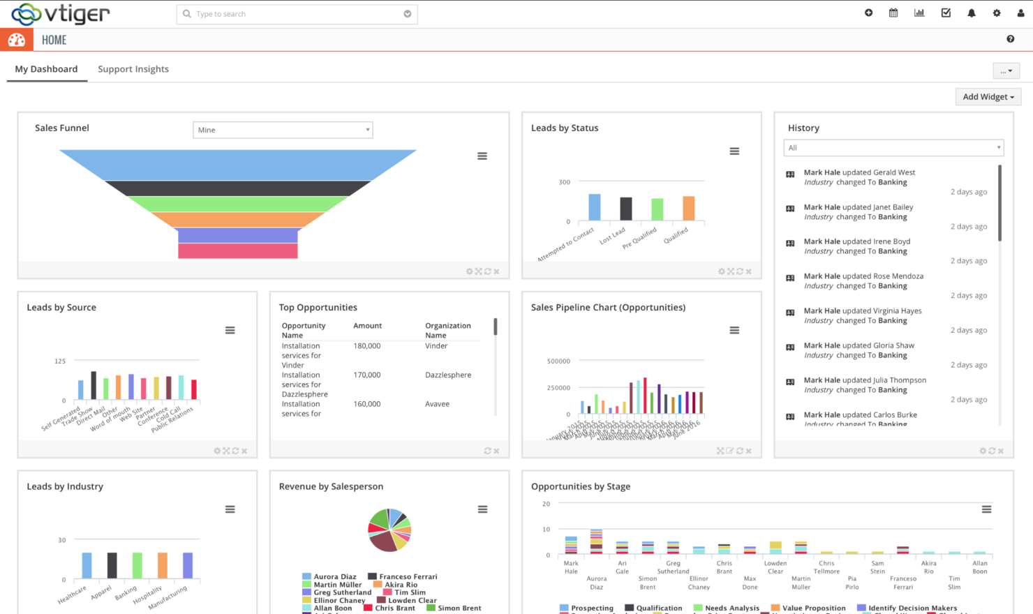 Vtiger screenshot - Le 10 migliori soluzioni CRM con gestione dell’inventario recensite nel 2026