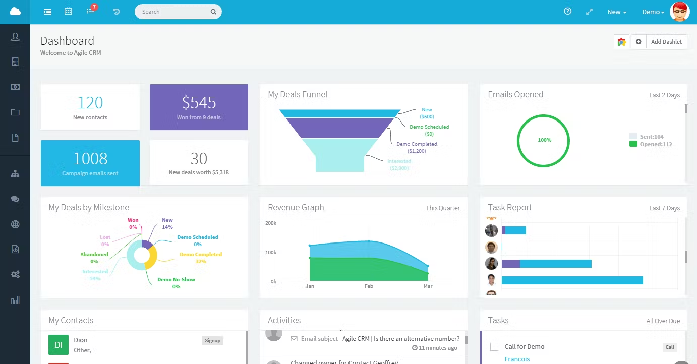 Agile CRM screenshot - 10 Beste CRM-systemen voor Mac beoordeeld in 2026
