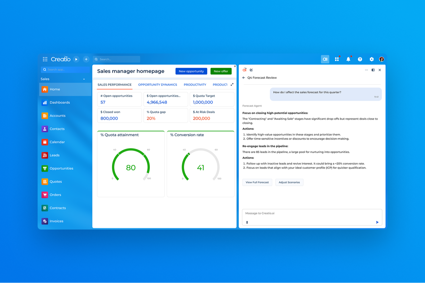 Creatio CRM screenshot - 10 Beste AI CRM-tools beoordeeld voor 2026