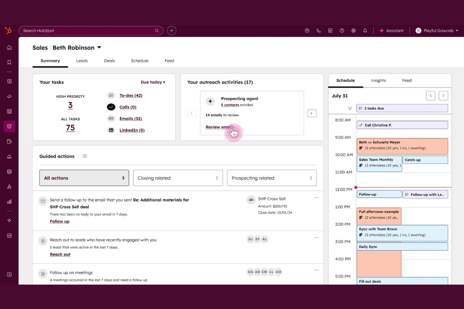 HubSpot Sales Hub screenshot - 10 beste tools voor verkoopproductiviteit voor 2026
