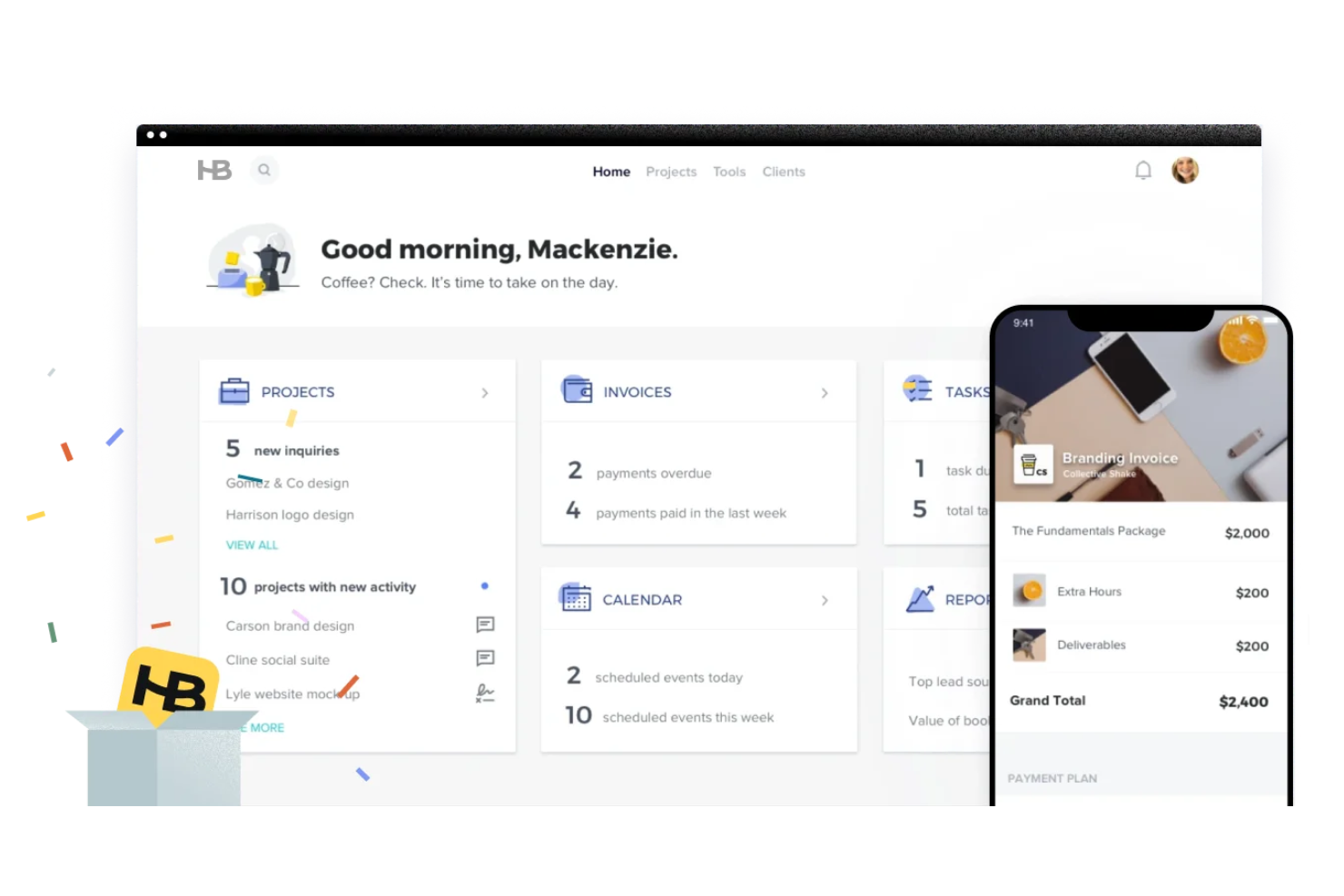 HoneyBook screenshot - 10 beste softwareprogramma’s voor voorstellen en facturen, beoordeeld in 2026