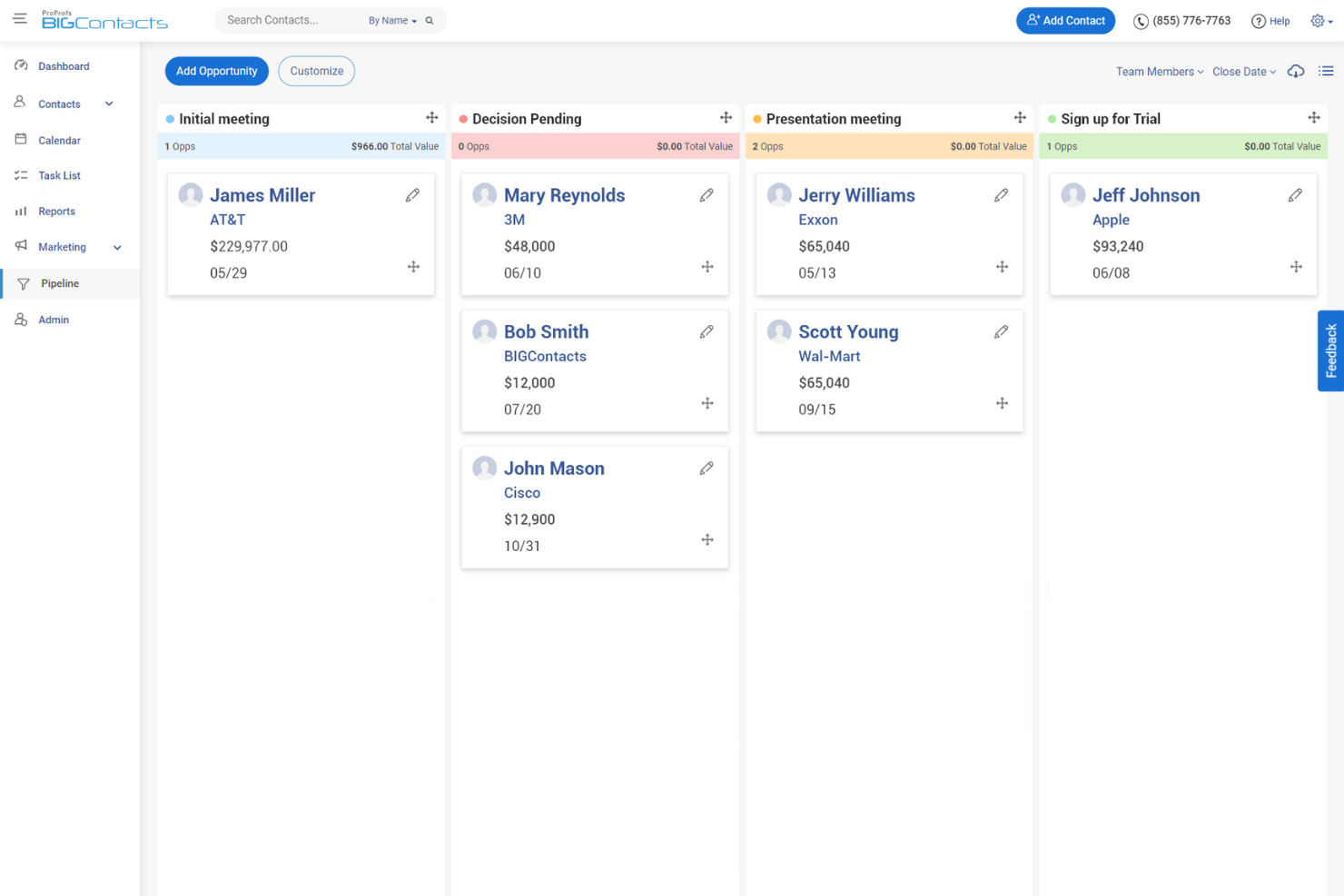 BIGContacts screenshot - 10 beste software voor dealbeheer beoordeeld in 2026