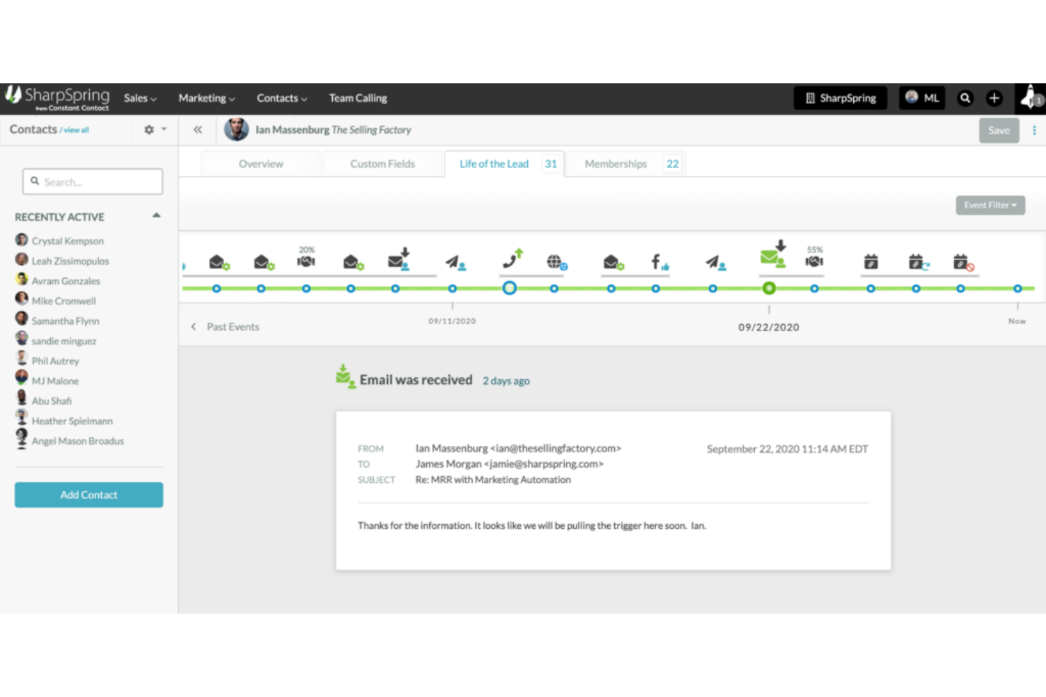 SharpSpring screenshot - 10 beste marketing-CRM-software beoordeeld voor 2026