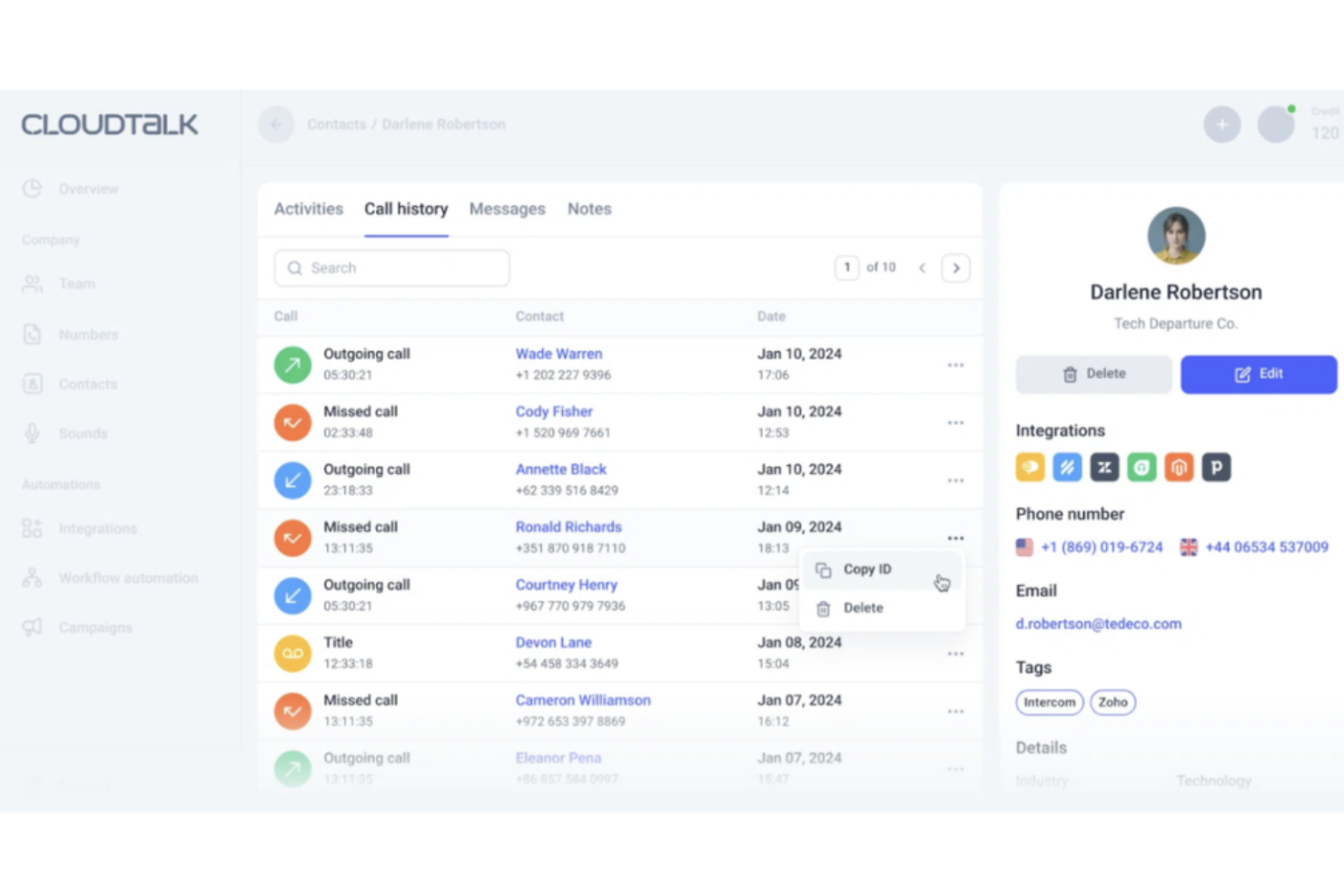 CloudTalk screenshot - De 10 beste mobiele verkoopsoftware beoordeeld voor 2026